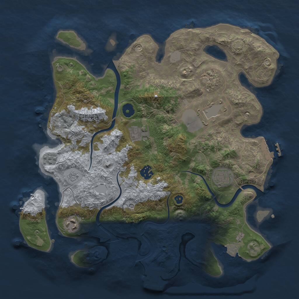 Rust Map: Procedural Map, Size: 3500, Seed: 720715752, 13 Monuments