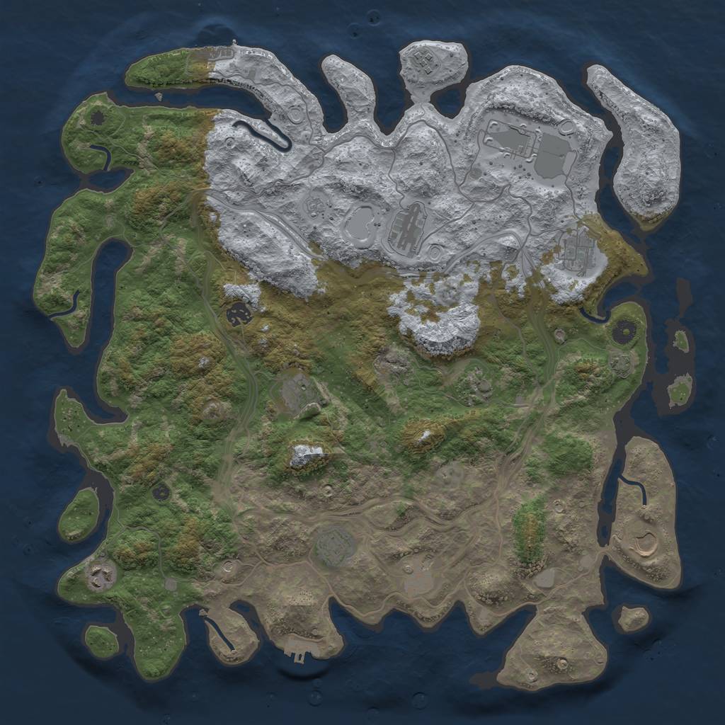 Rust Map: Procedural Map, Size: 4500, Seed: 1658283313, 19 Monuments