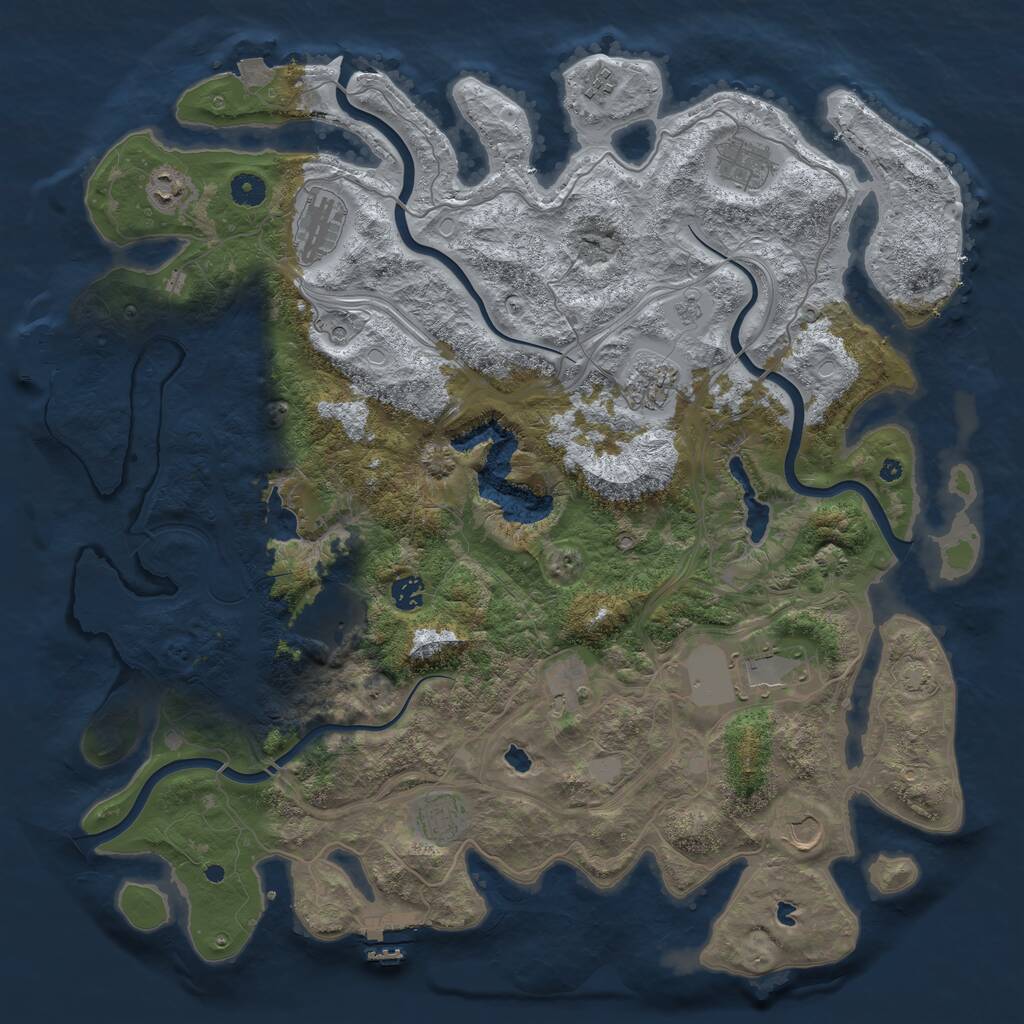 Rust Map: Procedural Map, Size: 4500, Seed: 1658283313, 17 Monuments