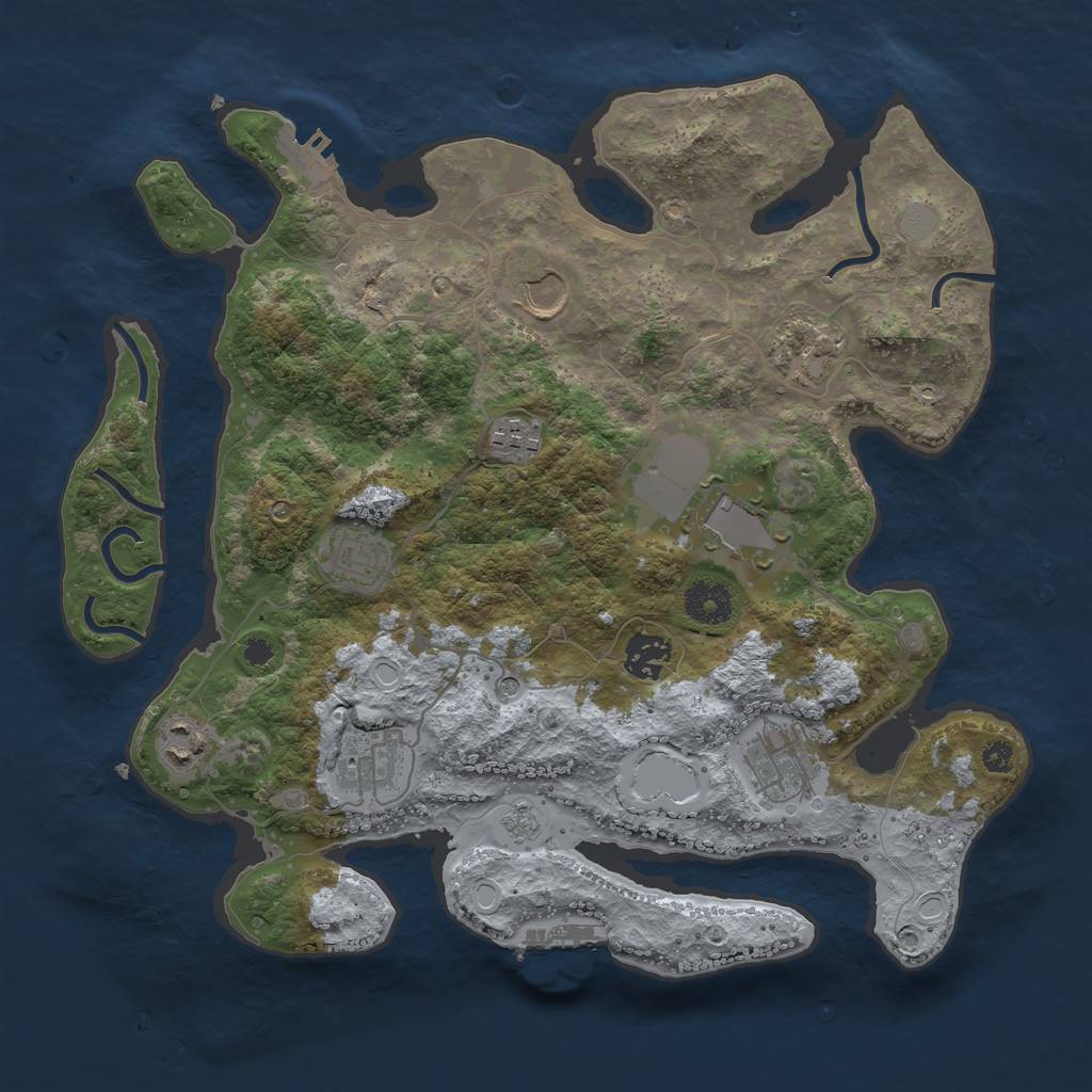 Rust Map: Procedural Map, Size: 3500, Seed: 26201644, 16 Monuments