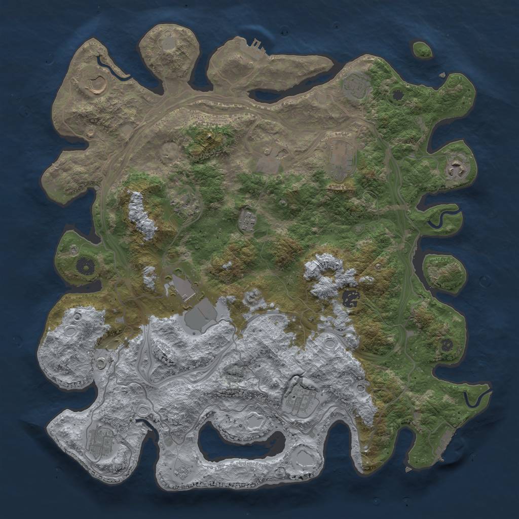 Rust Map: Procedural Map, Size: 4250, Seed: 294864279, 18 Monuments