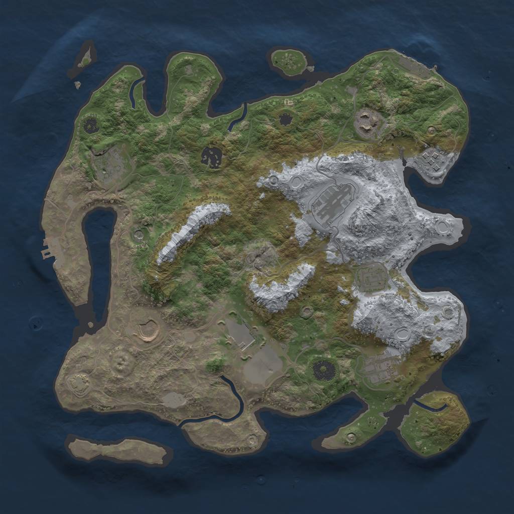 Rust Map: Procedural Map, Size: 3500, Seed: 72209395, 15 Monuments