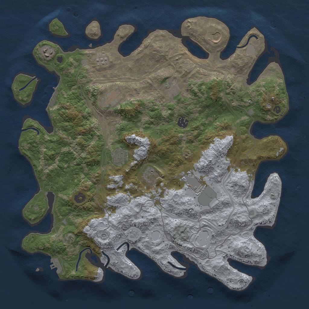 Rust Map: Procedural Map, Size: 4250, Seed: 444071212, 18 Monuments