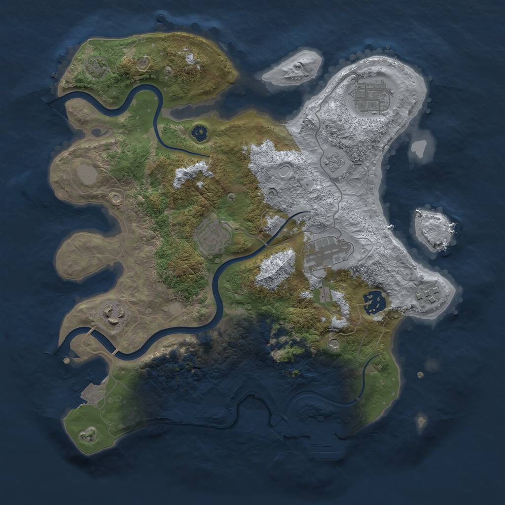 Rust Map: Procedural Map, Size: 3250, Seed: 1320305616, 11 Monuments