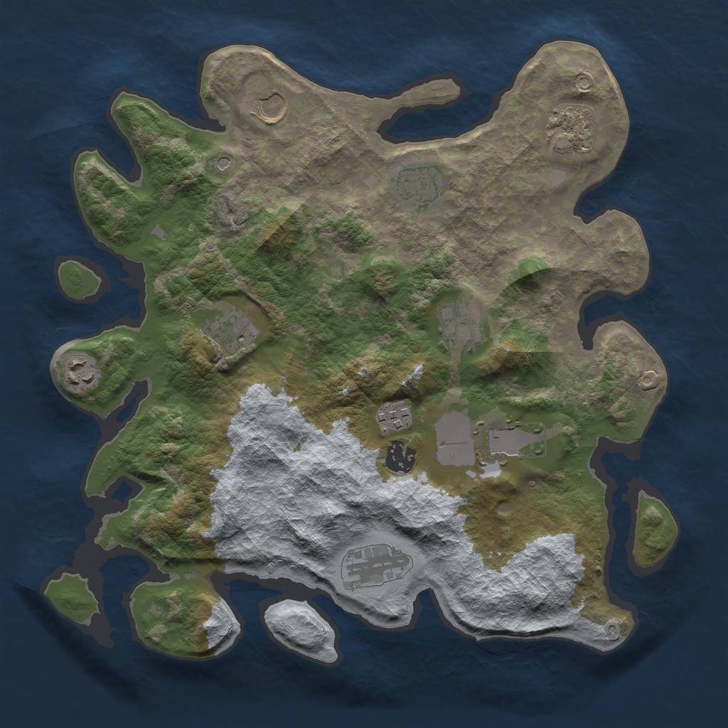 Rust Map: Barren, Size: 3500, Seed: 1757908524, 13 Monuments