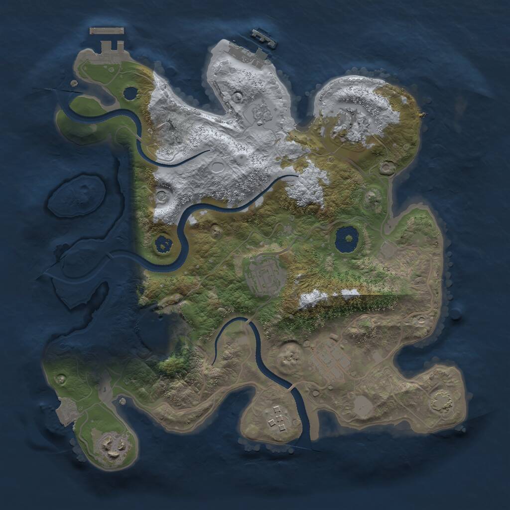 Rust Map: Procedural Map, Size: 3000, Seed: 1045173108, 12 Monuments