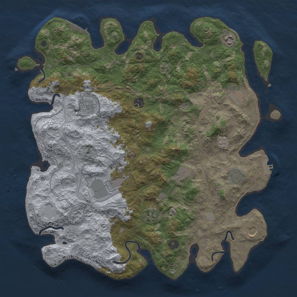 Rust Map: Procedural Map, Size: 4250, Seed: 748159263, 17 Monuments