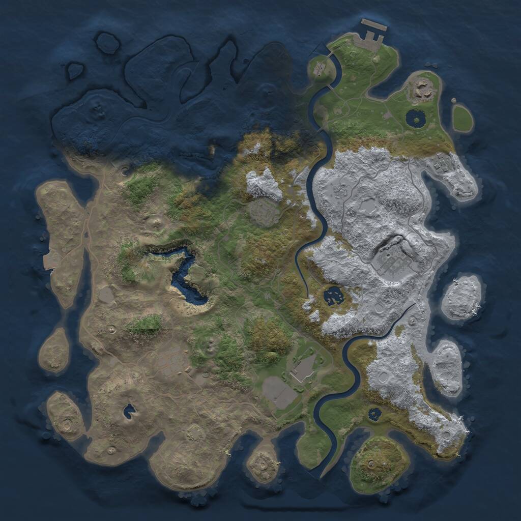 Rust Map: Procedural Map, Size: 4000, Seed: 2367142, 12 Monuments