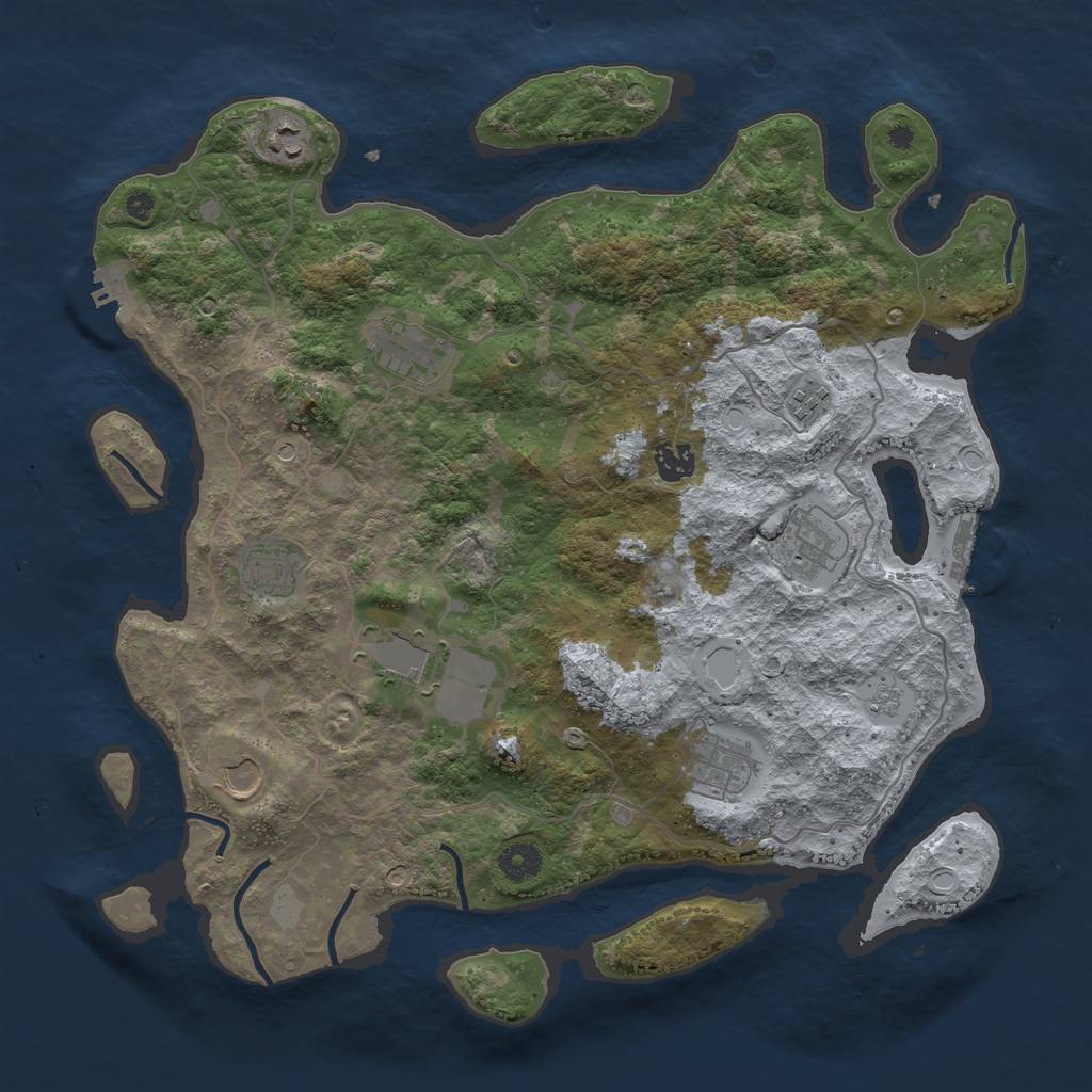 Rust Map: Procedural Map, Size: 4000, Seed: 1893116493, 16 Monuments