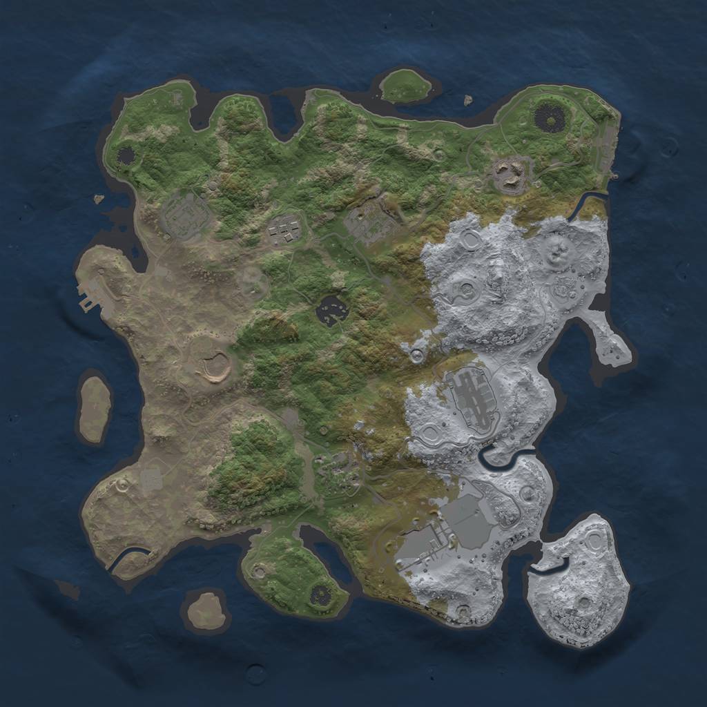 Rust Map: Procedural Map, Size: 3500, Seed: 479375416, 16 Monuments
