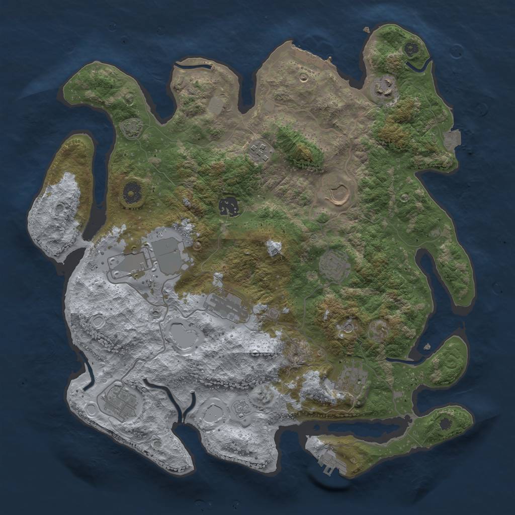 Rust Map: Procedural Map, Size: 3750, Seed: 737274191, 17 Monuments
