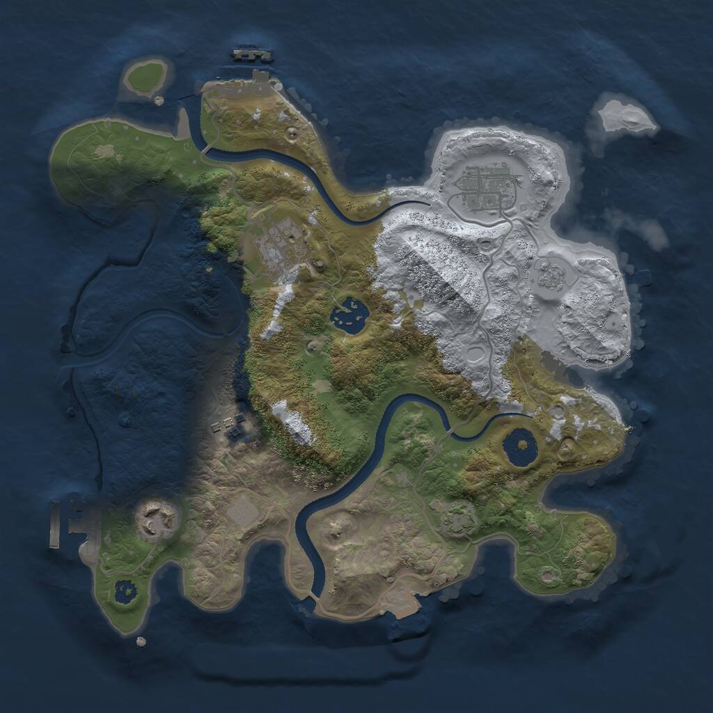 Rust Map: Procedural Map, Size: 3000, Seed: 889243943, 10 Monuments