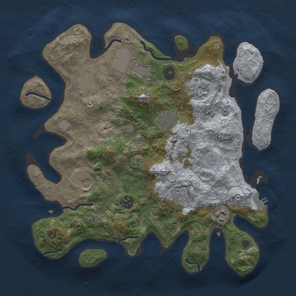 Rust Map: Procedural Map, Size: 3500, Seed: 78632760, 14 Monuments