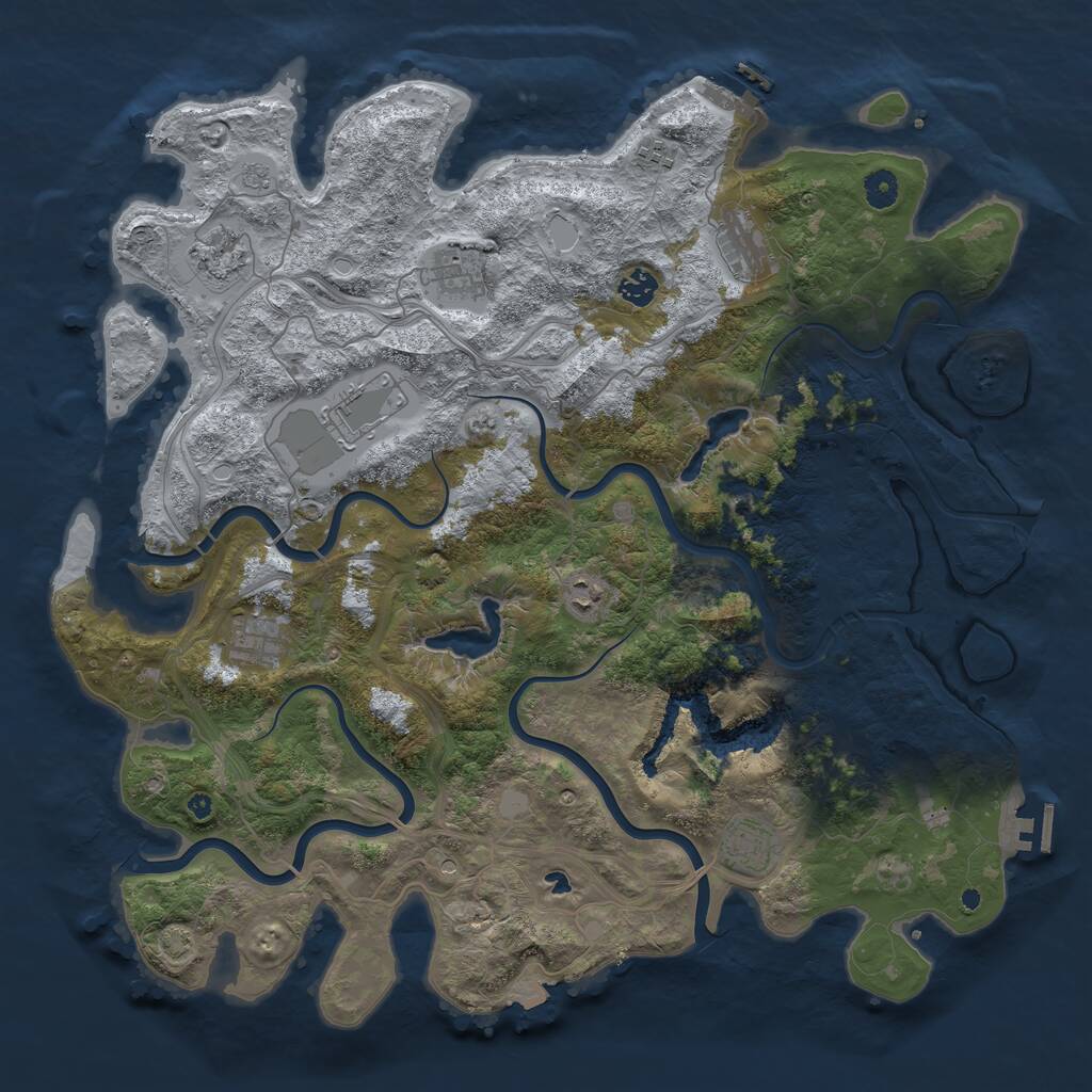 Rust Map: Procedural Map, Size: 4500, Seed: 1212543742, 15 Monuments