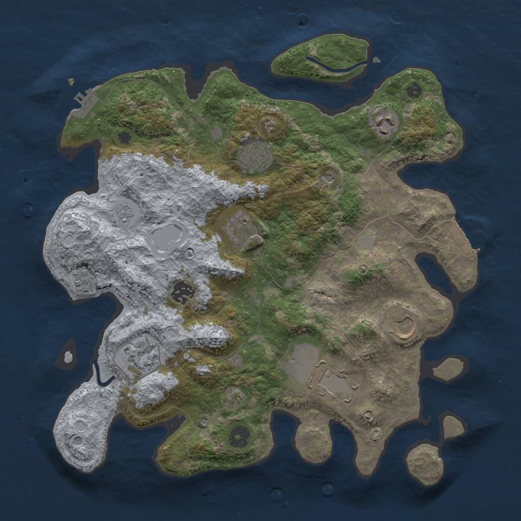 Rust Map: Procedural Map, Size: 3600, Seed: 760128423, 17 Monuments
