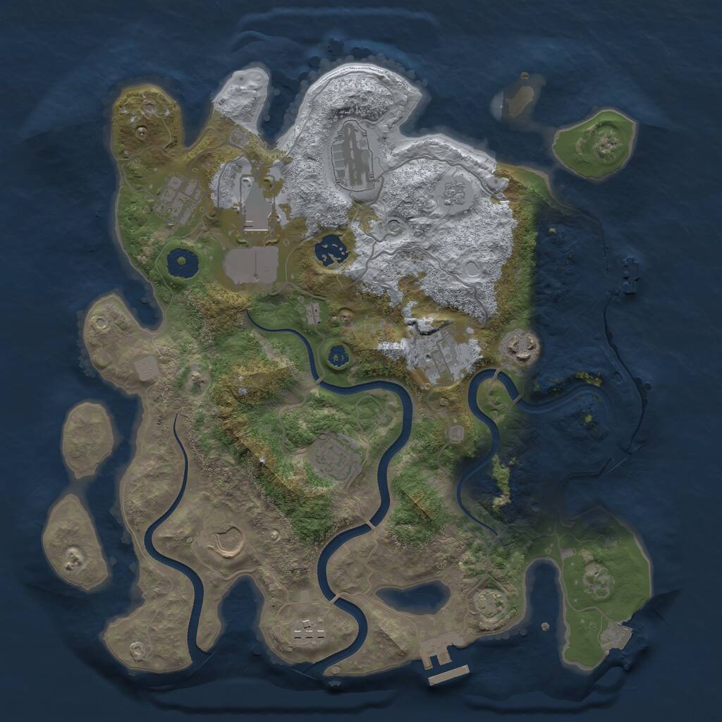 Rust Map: Procedural Map, Size: 3500, Seed: 34123, 15 Monuments