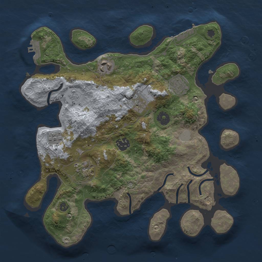 Rust Map: Procedural Map, Size: 3000, Seed: 838646775, 12 Monuments