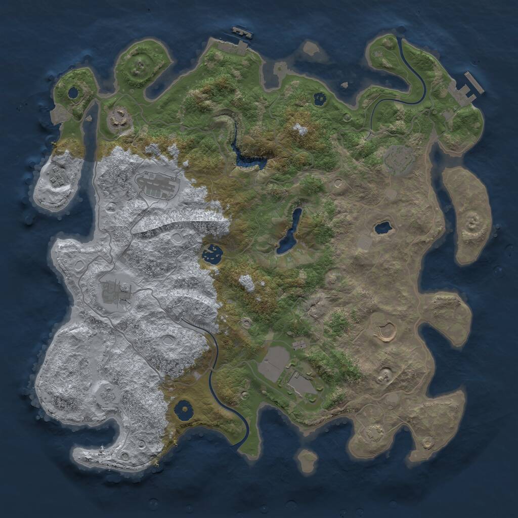 Rust Map: Procedural Map, Size: 4000, Seed: 45254595, 14 Monuments