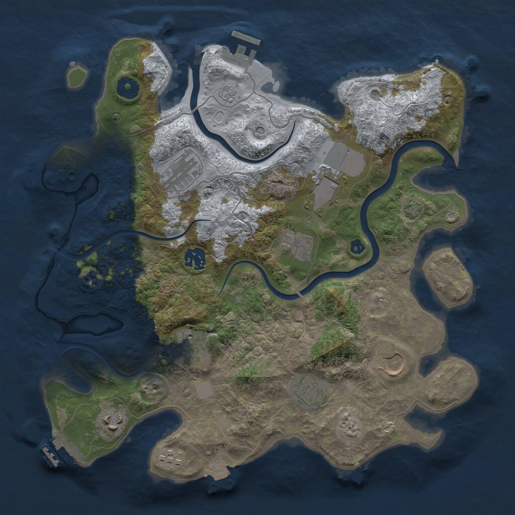 Rust Map: Procedural Map, Size: 3500, Seed: 64246610, 15 Monuments