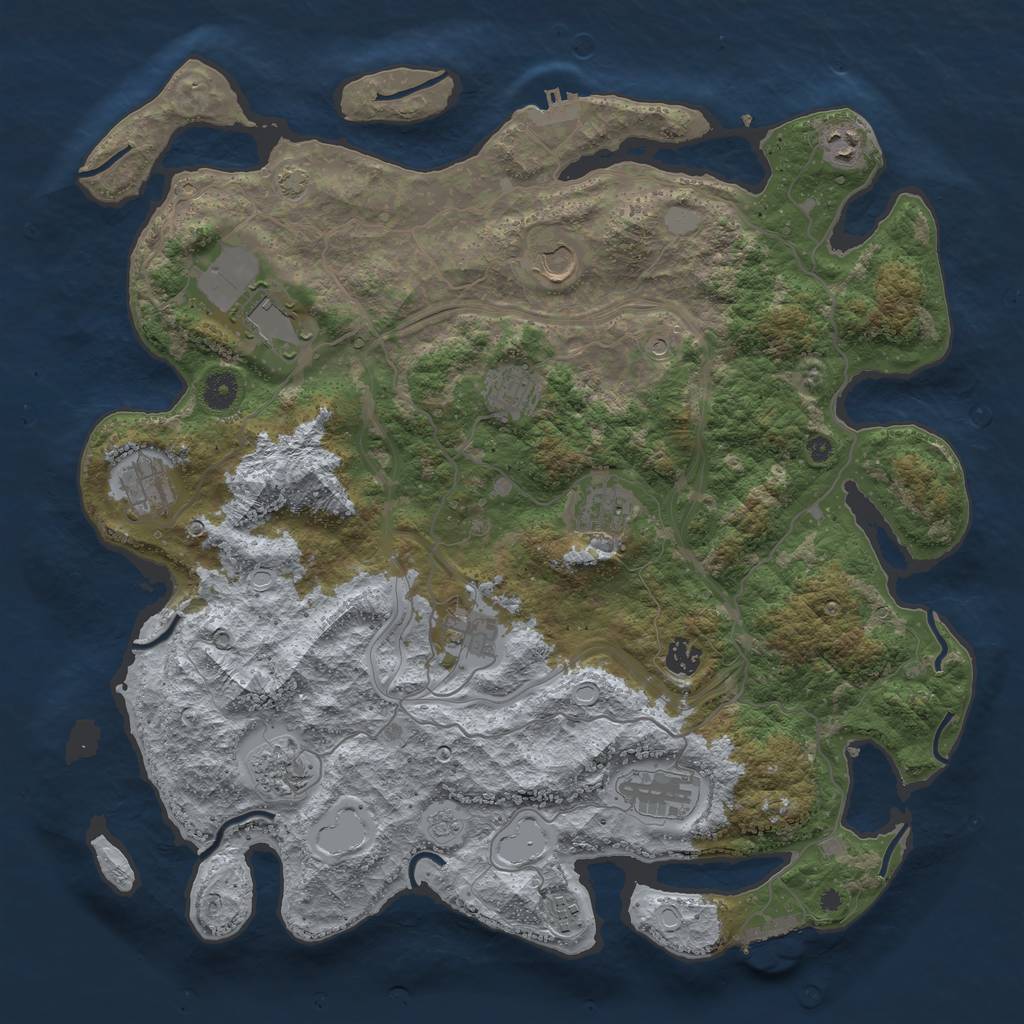 Rust Map: Procedural Map, Size: 4250, Seed: 640116061, 18 Monuments