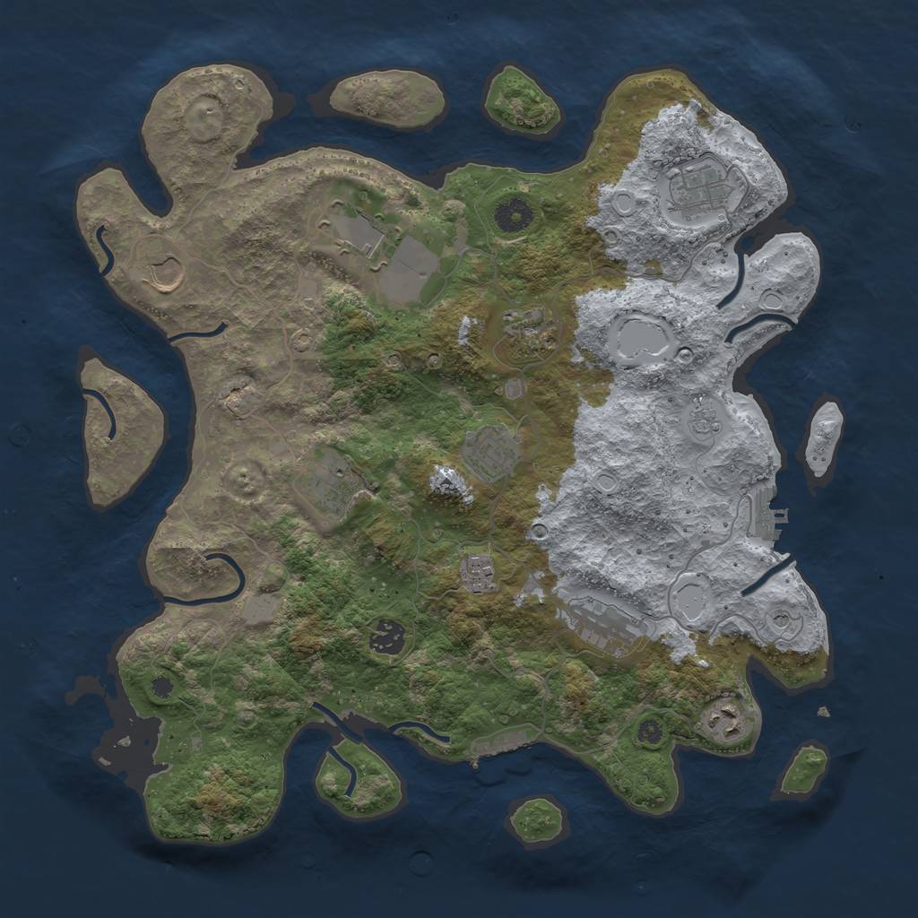 Rust Map: Procedural Map, Size: 3850, Seed: 437528266, 19 Monuments