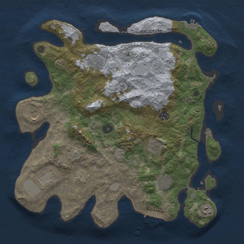 Rust Map: Procedural Map, Size: 3700, Seed: 2130959332, 16 Monuments