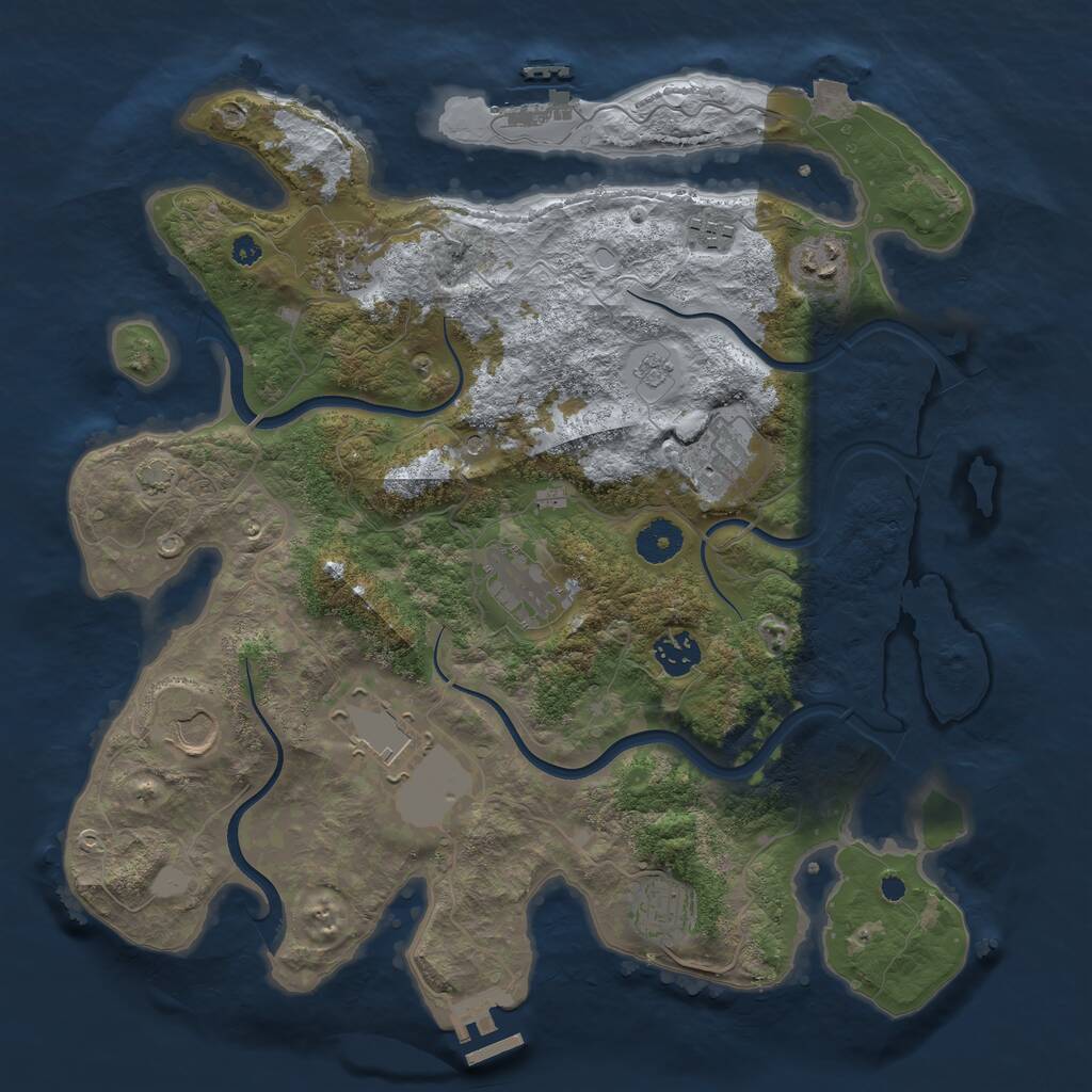 Rust Map: Procedural Map, Size: 3700, Seed: 2130959332, 15 Monuments