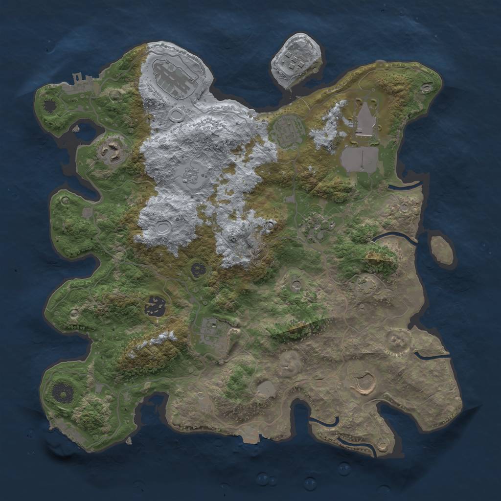 Rust Map: Procedural Map, Size: 3500, Seed: 1217929530, 17 Monuments