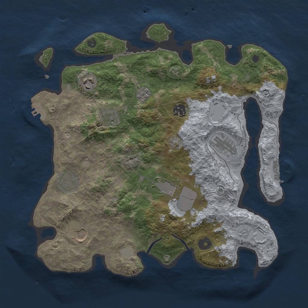 Rust Map: Procedural Map, Size: 3500, Seed: 549591375, 15 Monuments