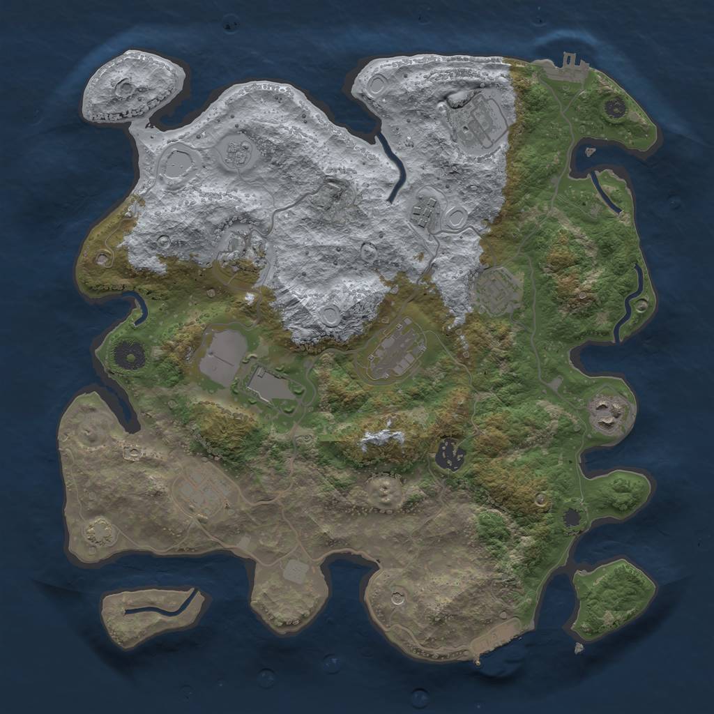 Rust Map: Procedural Map, Size: 3500, Seed: 59210628, 17 Monuments