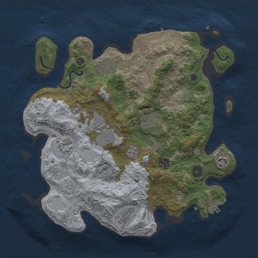 Rust Map: Procedural Map, Size: 3500, Seed: 70960317, 16 Monuments