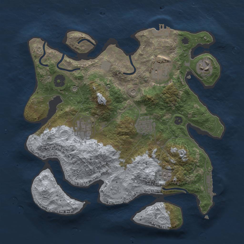 Rust Map: Procedural Map, Size: 3000, Seed: 289524841, 12 Monuments