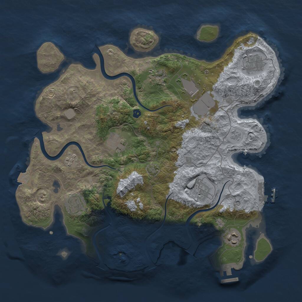 Rust Map: Procedural Map, Size: 3500, Seed: 1569982291, 14 Monuments