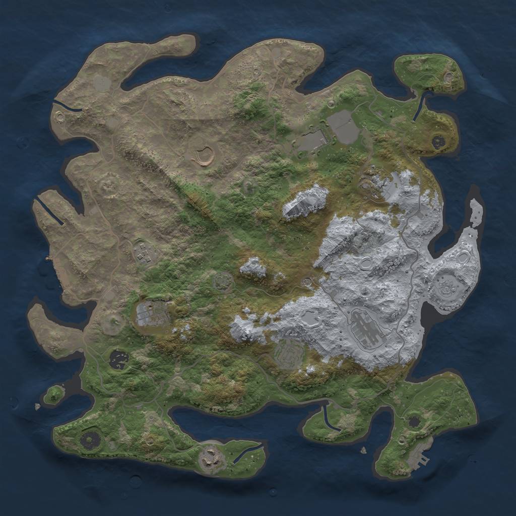 Rust Map: Procedural Map, Size: 4000, Seed: 48401, 17 Monuments