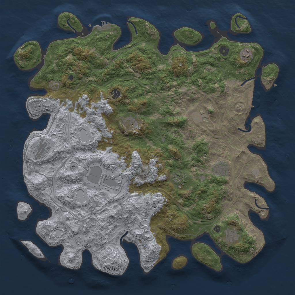 Rust Map: Procedural Map, Size: 4600, Seed: 820644265, 17 Monuments