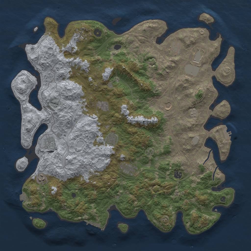 Rust Map: Procedural Map, Size: 4699, Seed: 1939091820, 19 Monuments