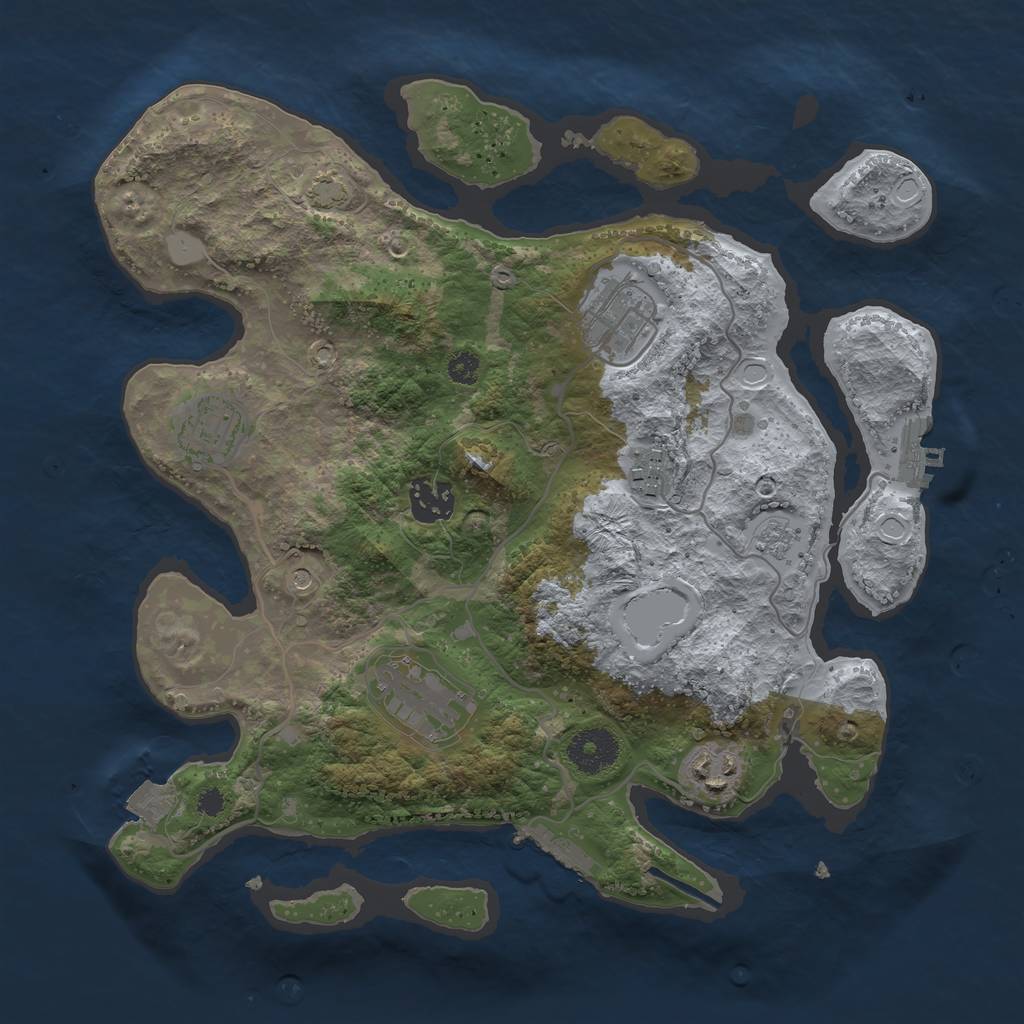 Rust Map: Procedural Map, Size: 3250, Seed: 1607342166, 14 Monuments