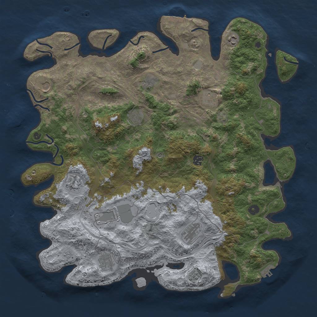 Rust Map: Procedural Map, Size: 4500, Seed: 1060426031, 18 Monuments