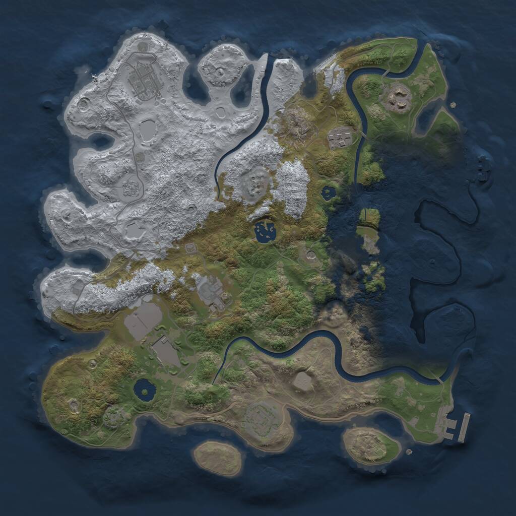 Rust Map: Procedural Map, Size: 3500, Seed: 25107840, 14 Monuments