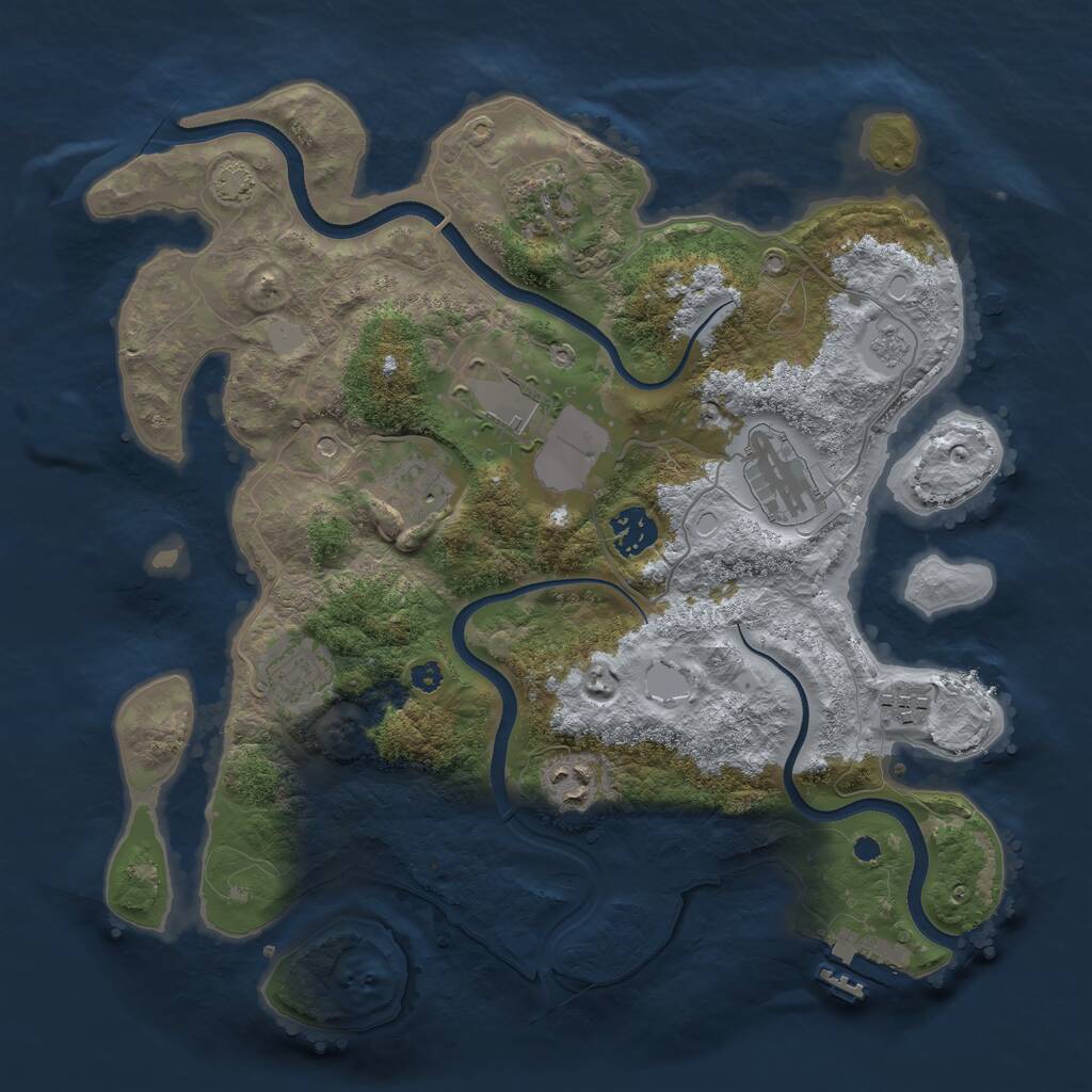 Rust Map: Procedural Map, Size: 3500, Seed: 49689392, 13 Monuments