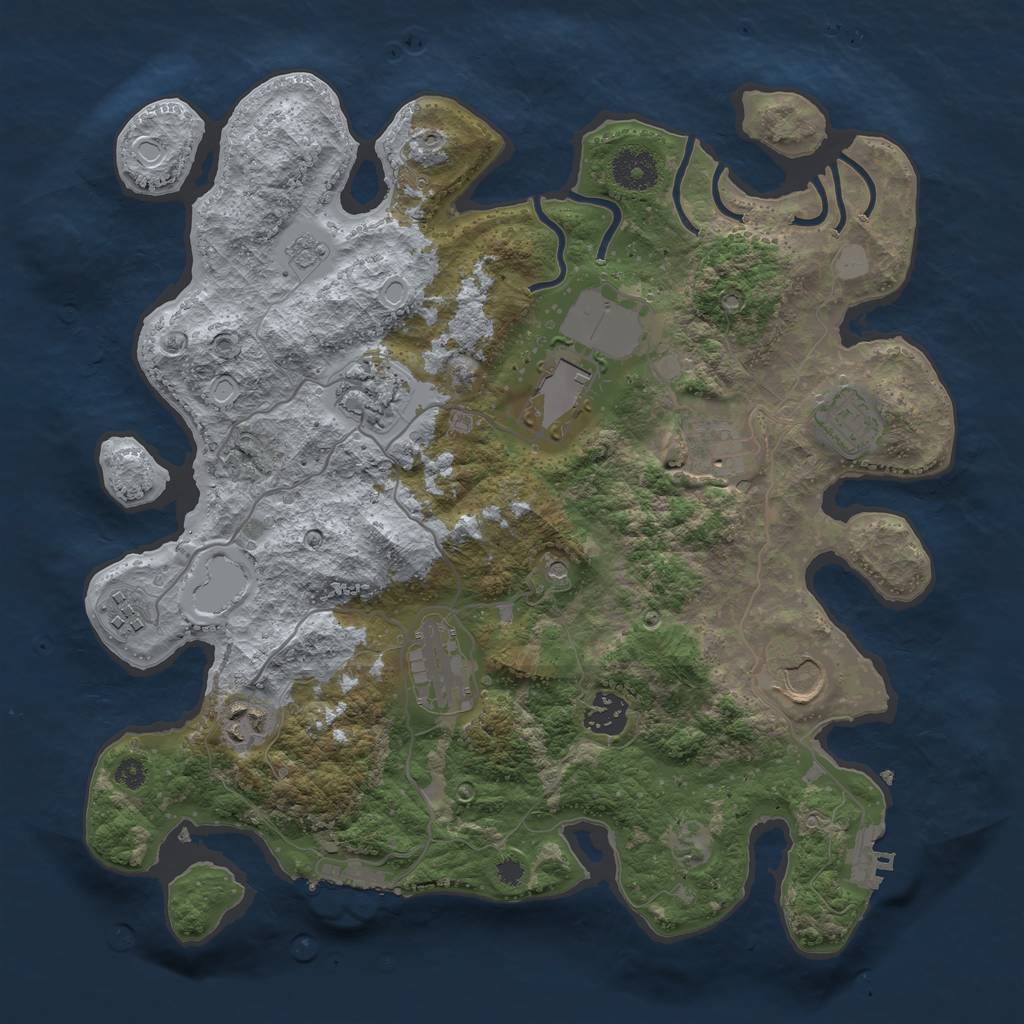 Rust Map: Procedural Map, Size: 3500, Seed: 764125686, 16 Monuments