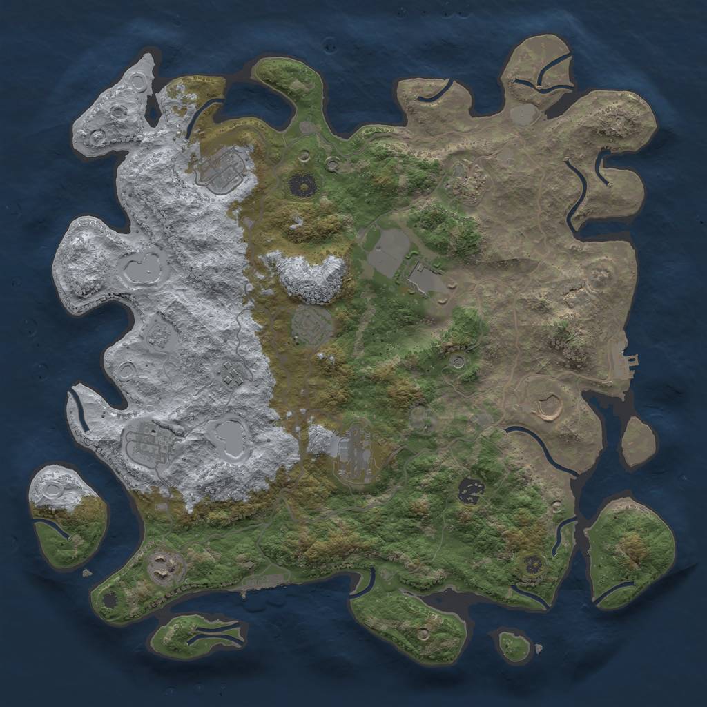 Rust Map: Procedural Map, Size: 4000, Seed: 1496543346, 17 Monuments