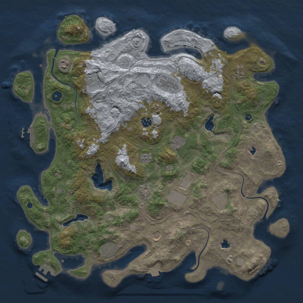 Rust Map: Procedural Map, Size: 4500, Seed: 726768080, 17 Monuments