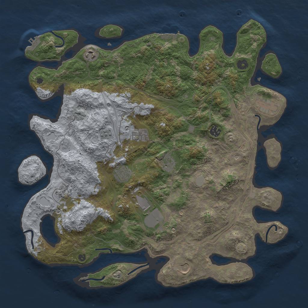 Rust Map: Procedural Map, Size: 4250, Seed: 1191096634, 18 Monuments