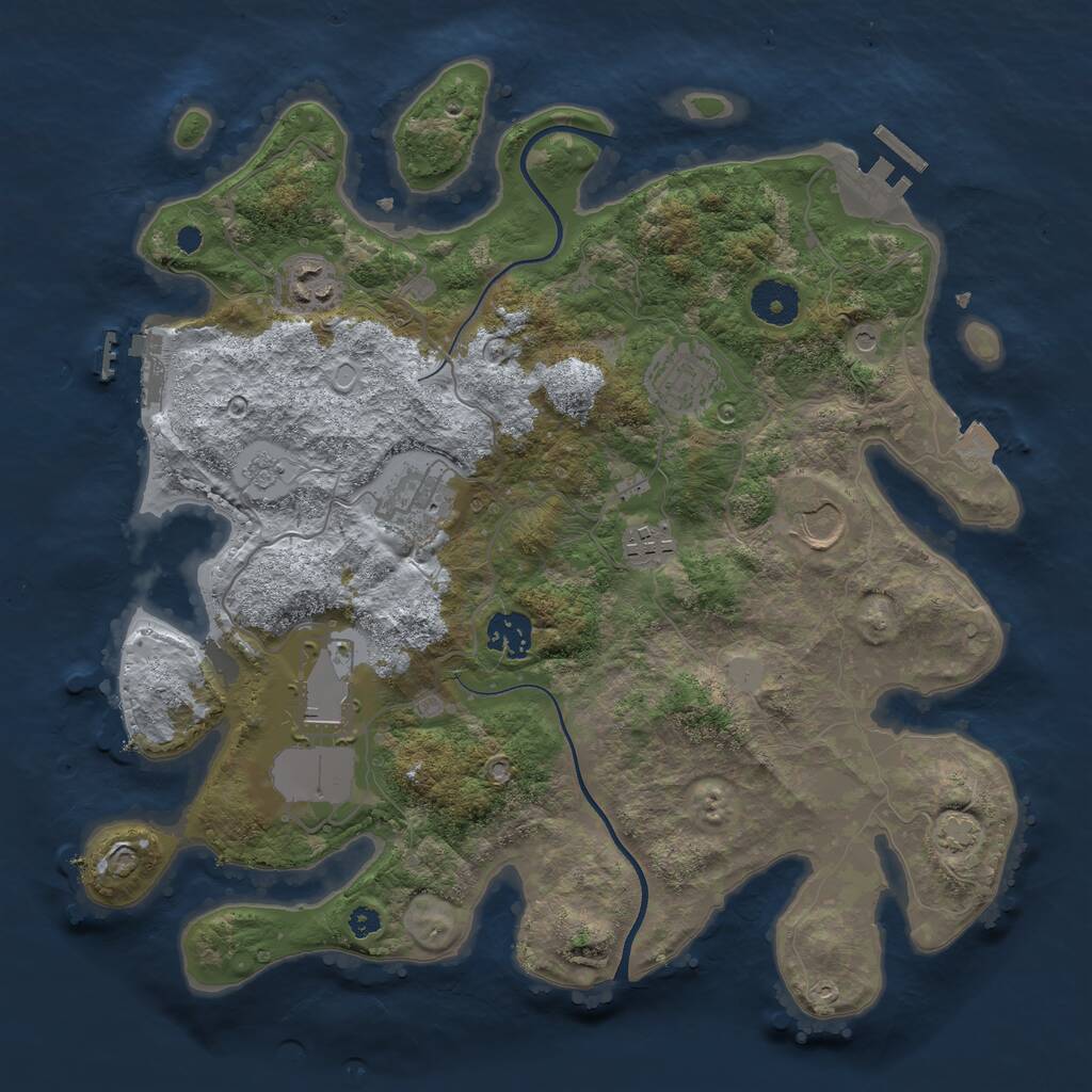 Rust Map: Procedural Map, Size: 3500, Seed: 55413802, 13 Monuments