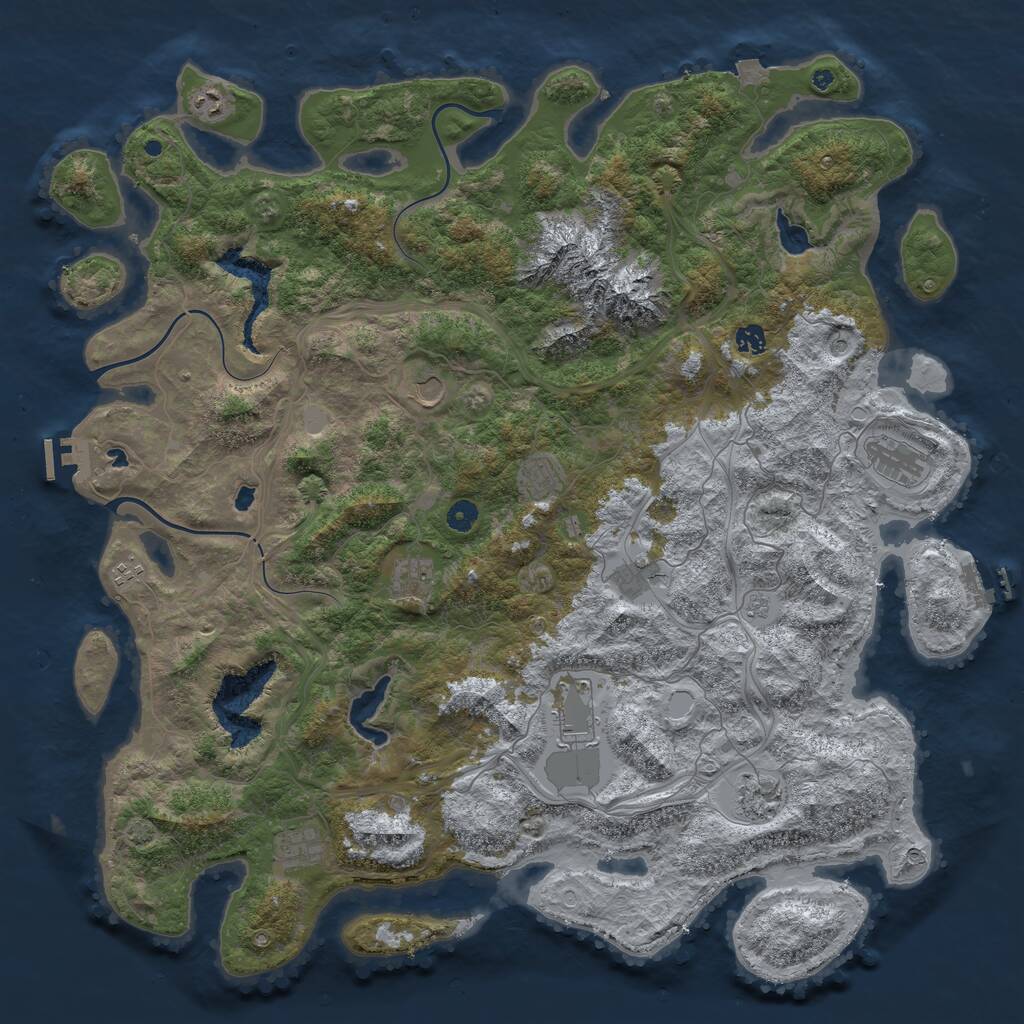 Rust Map: Procedural Map, Size: 5000, Seed: 2142347249, 17 Monuments