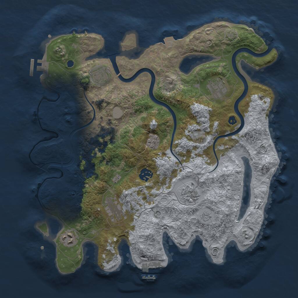 Rust Map: Procedural Map, Size: 3500, Seed: 18494, 13 Monuments