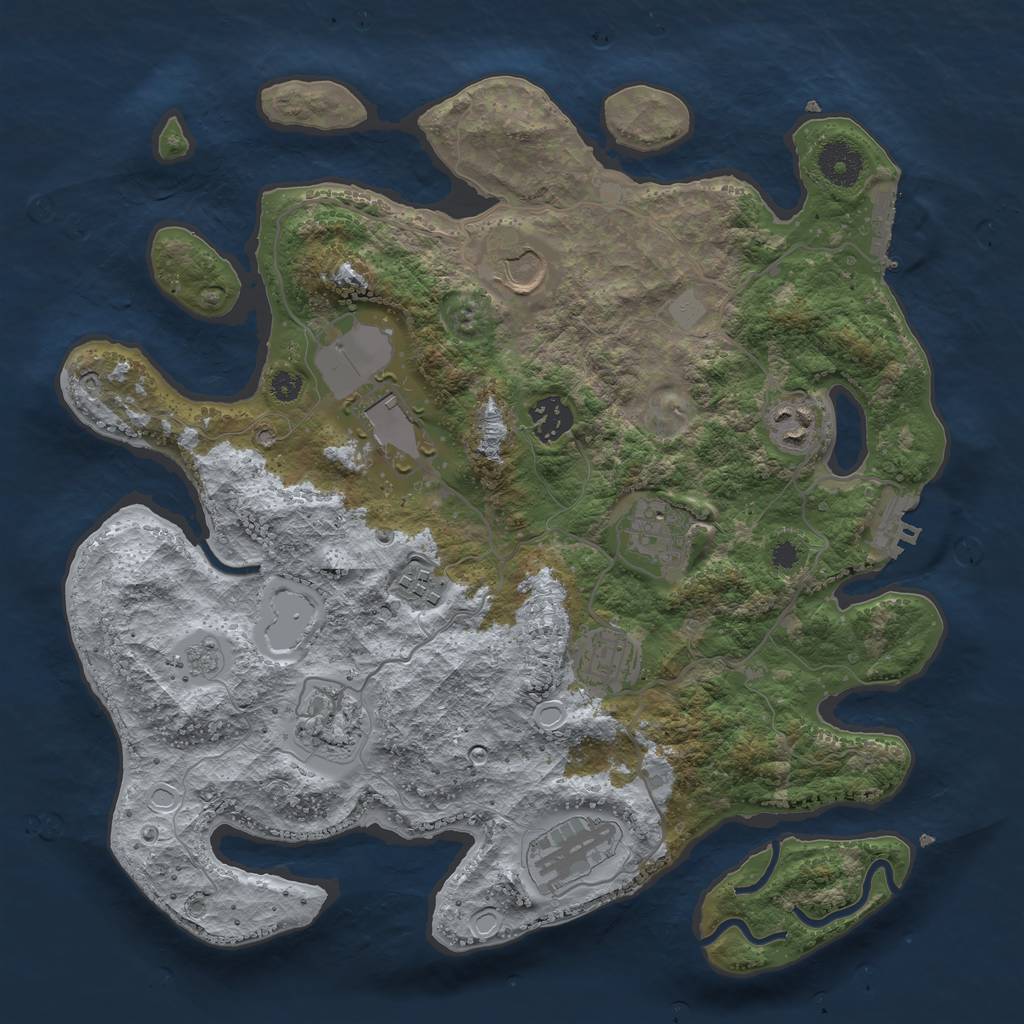 Rust Map: Procedural Map, Size: 3500, Seed: 27584611, 15 Monuments