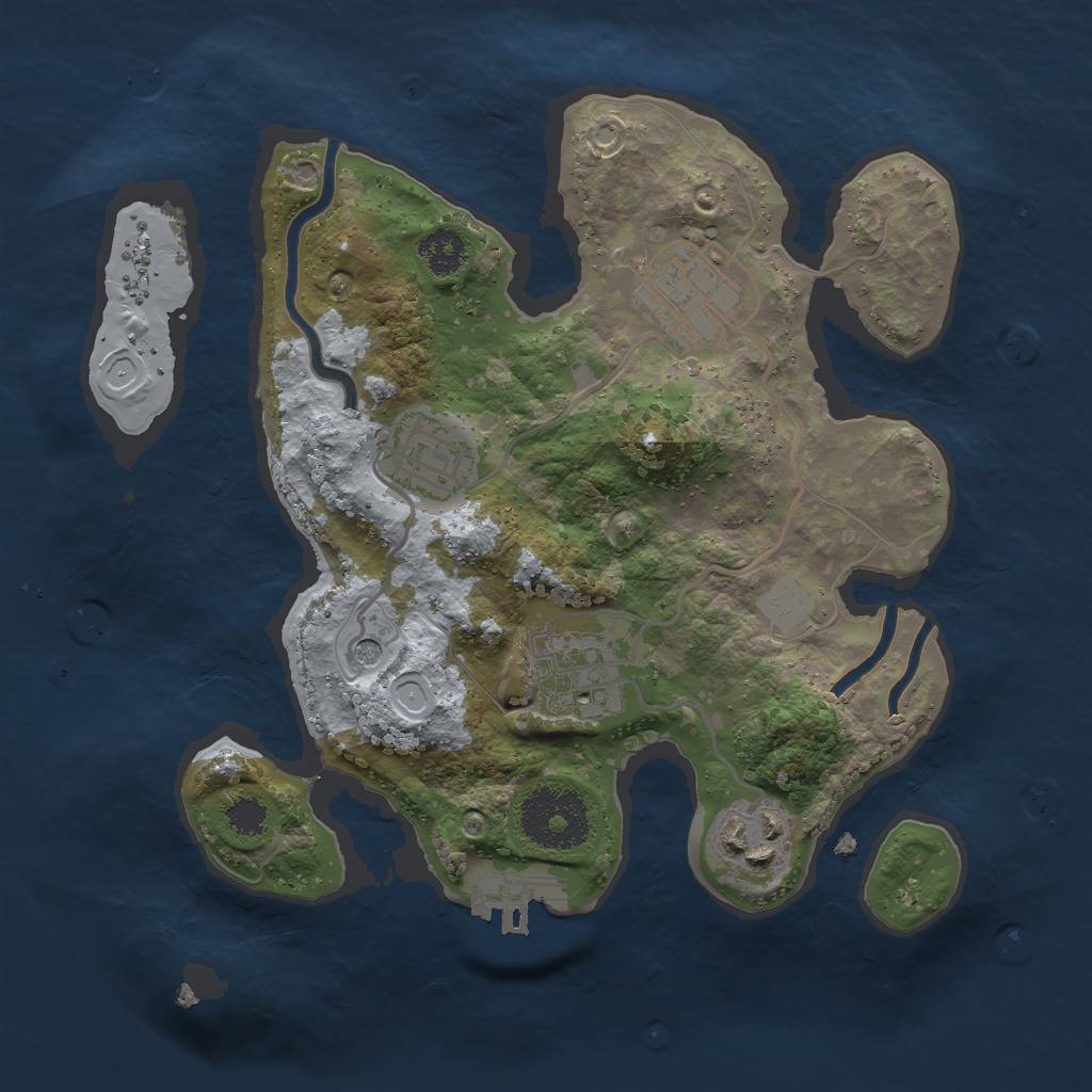 Rust Map: Procedural Map, Size: 2500, Seed: 1997236252, 9 Monuments
