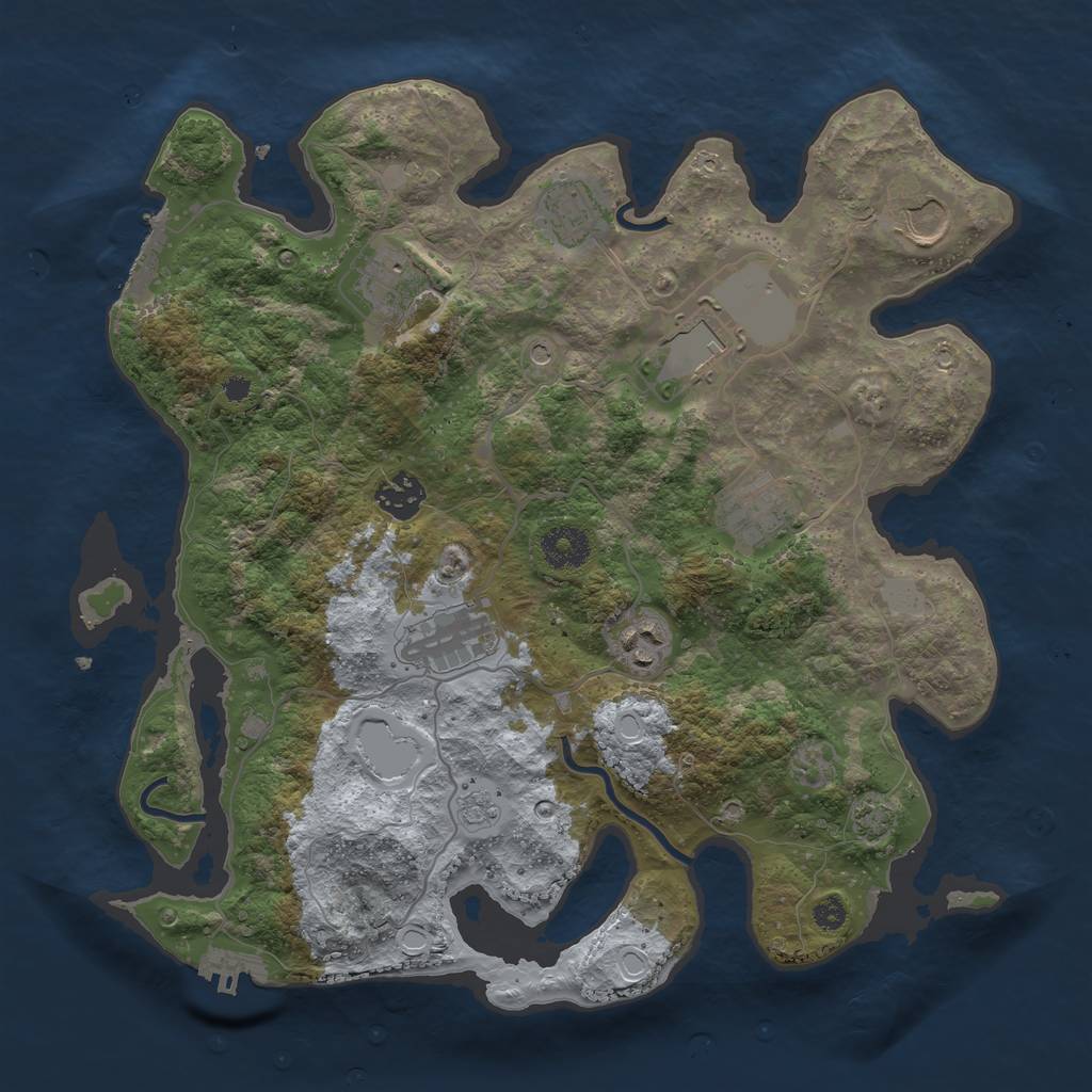 Rust Map: Procedural Map, Size: 3500, Seed: 46934855, 16 Monuments